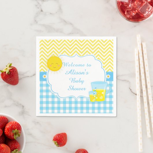 Serviette En Papier Soleil & Lemonade Bleu & Jaune (En situation)