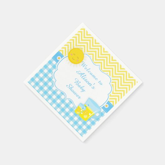 Serviette En Papier Soleil & Lemonade Bleu & Jaune (Coin)