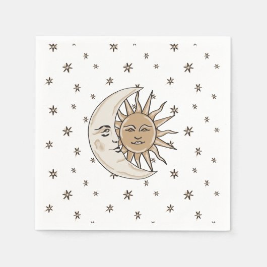 Serviette En Papier Soleil, Lune et étoiles (Devant)