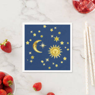 Serviette En Papier Soleil, Lune et étoiles