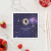 Serviette En Papier Soleil, Lune, Étoiles Violet Céleste (En situation)