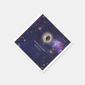 Serviette En Papier Soleil, Lune, Étoiles Violet Céleste (Coin)