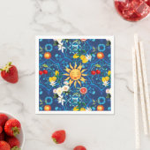 Serviette En Papier soleil méditerranéen, fruits, été, art du citron, (En situation)