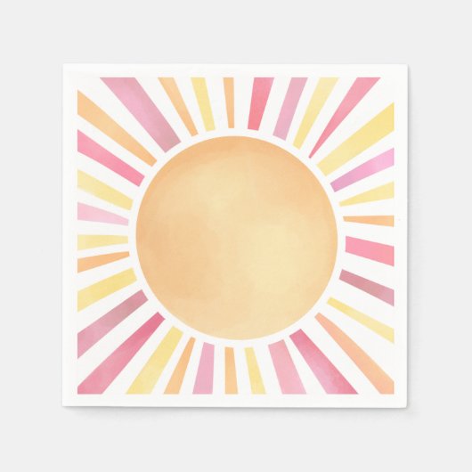 Serviette En Papier Soleil rose (Devant)