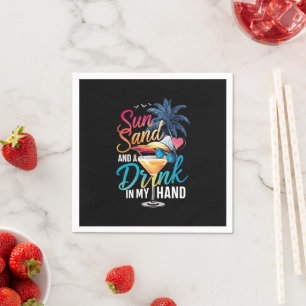 Serviette En Papier Soleil Sable et une Boisson à la Main Croisière de