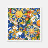 Serviette En Papier soleil sicilien, moitié lune, été, majolica, citro (Devant)