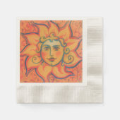 Serviette En Papier Soleil souriant, Art Imaginaire Fairytale, Jaune o (Devant)