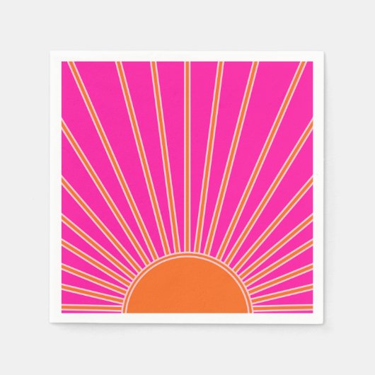 Serviette En Papier Soleil Sunrise Hot Rose Et Orange Preppy Sunshine (Devant)