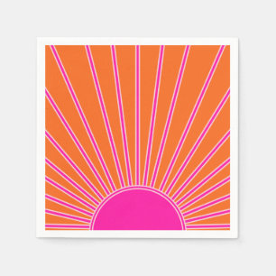 Serviette En Papier Soleil Sunrise Orange Et Rose Chaud Preppy Sunshin