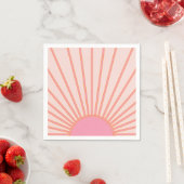 Serviette En Papier Soleil Sunrise rose Abstrait Retro Sunshine (En situation)