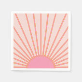 Serviette En Papier Soleil Sunrise rose Abstrait Retro Sunshine (Devant)