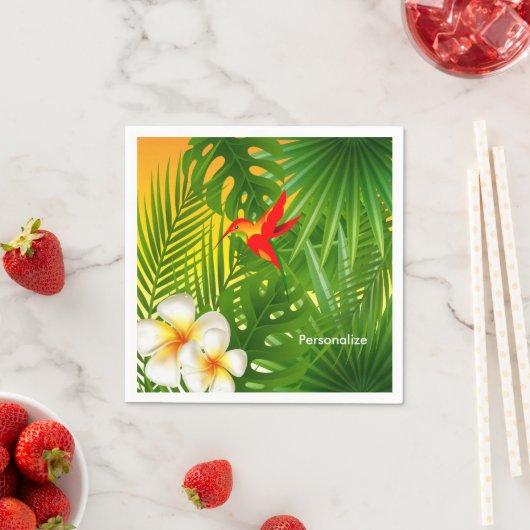 Serviette En Papier Soleil tropical avec un colibri (En situation)