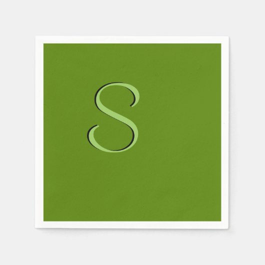 Serviette En Papier Solid Avocado vert initialisé (Devant)