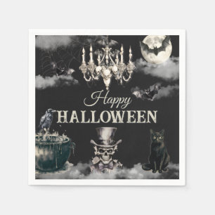 Serviette En Papier Sombre Fête Annuelle d'Halloween Crâne Gothique Vi