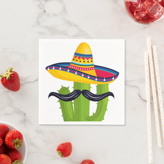 Serviette En Papier Sombrero portant Cactus avec Moustache (En situation)