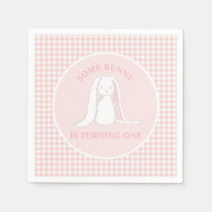 Serviette En Papier Some Bunny is One Anniversaire Rose Gingham