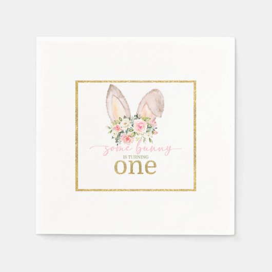 Serviette En Papier Some Bunny is turning ONE (Bunny Ears) (Devant)