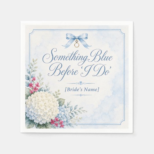 Serviette En Papier Something Blue Baby Shower | Bleu Hydrangea (Devant)