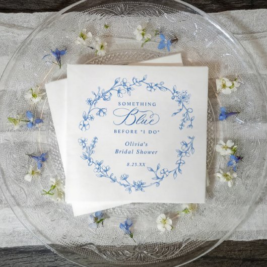 Serviette En Papier Something Blue French Toile Wreath Bridal Shower