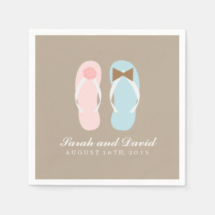 Serviette En Papier Son et ses tongs Flip Flops Beach Wedding