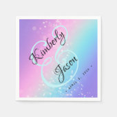 Serviette En Papier Son nom, Script Lettrant Star Bokeh Mariage (Devant)