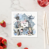 Serviette En Papier Son Tea Time Dust Blue Alice Wonderland (En situation)