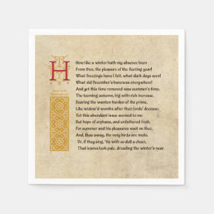 Serviette En Papier Sonnet 97 de Shakespeare (XCVII) sur le parchemin