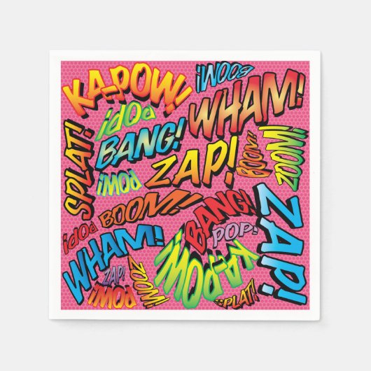 Serviette En Papier Sons de bandes dessinées rétro amusants (Devant)