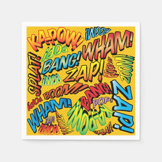 Serviette En Papier Sons de bandes dessinées rétro amusants (Devant)