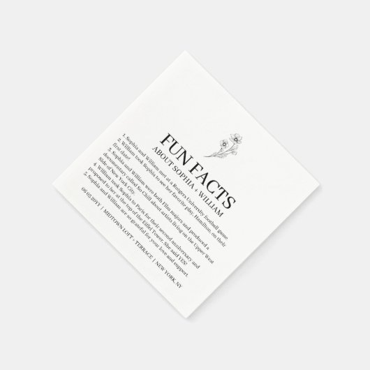 Serviette En Papier Sophia Réception Mariage moderne Fun Facts Cocktai (Coin)