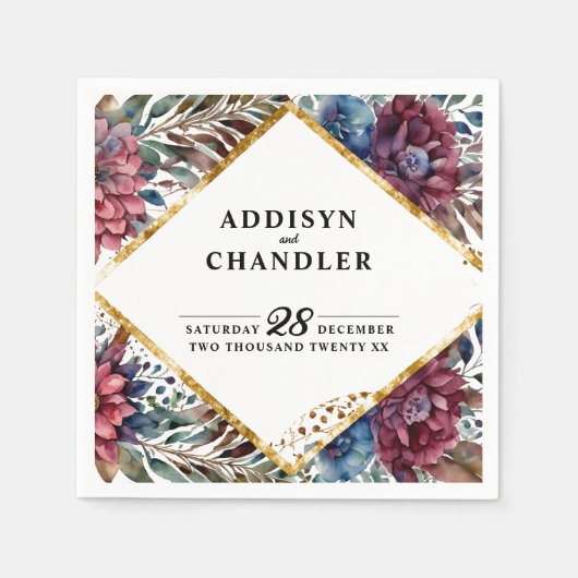 Serviette En Papier Sophistication stupéfiante Mariage de pivoine à bi (Devant)