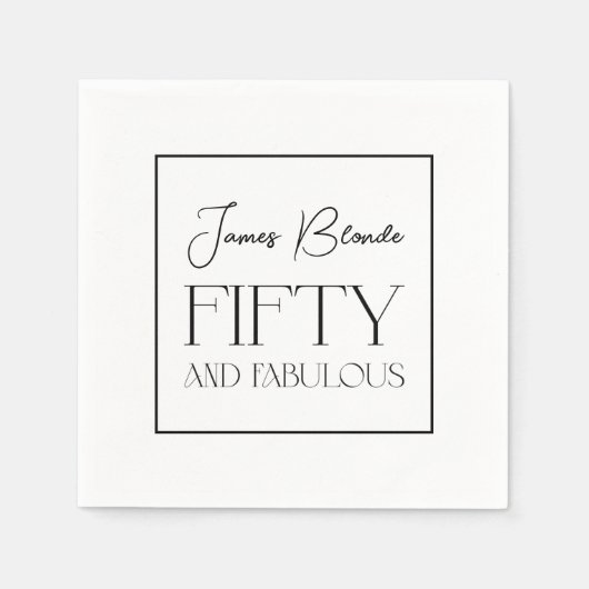 Serviette En Papier Sophistiqué élégant Cinquante et fabuleux annivers (Devant)