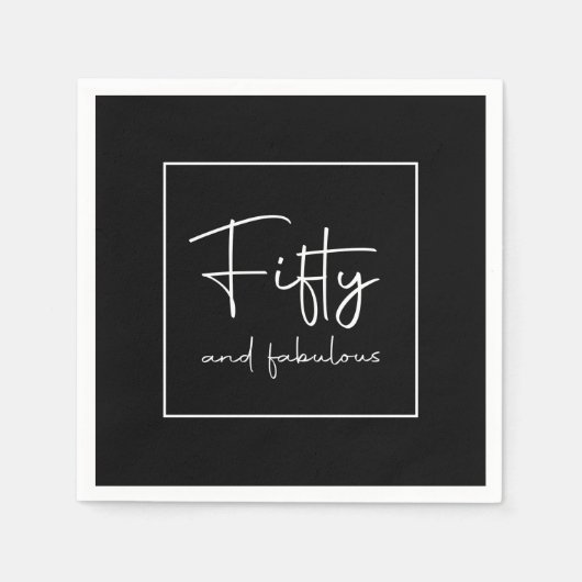 Serviette En Papier Sophistiqué Script Calligraphie Cinquante et fabul (Devant)