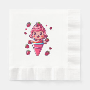 Serviette En Papier Sorbet de framboise Kawaii