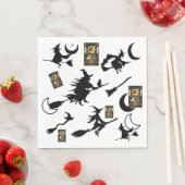 Serviette En Papier sorcière assistant chatte lune bloomstick (En situation)