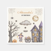 Serviette En Papier Sorcière bébé douce et Éffrayante Anniversaire (Devant)