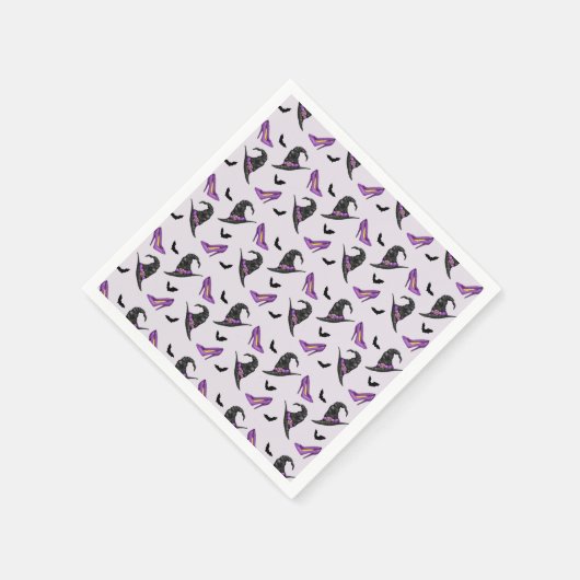 Serviette En Papier Sorcière Casquette avec chaussures violet Motif Ha (Coin)