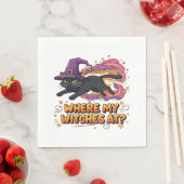 Serviette En Papier sorcière chat noir T-shirt classique (En situation)