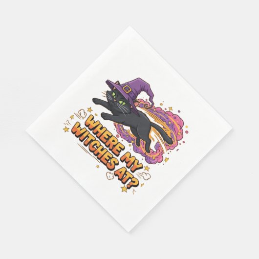 Serviette En Papier sorcière chat noir T-shirt classique (Coin)