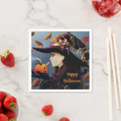 Serviette En Papier Sorcière Citrouille Steampunk (En situation)