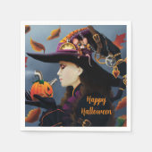 Serviette En Papier Sorcière Citrouille Steampunk (Devant)