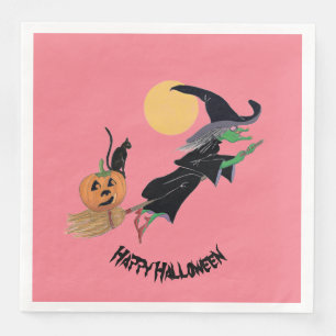 Serviette En Papier Sorcière colorée amusante fête d'Halloween