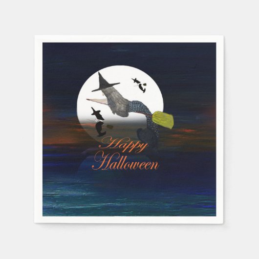 Serviette En Papier Sorcière de la sirène d'Halloween dans les serviet (Devant)
