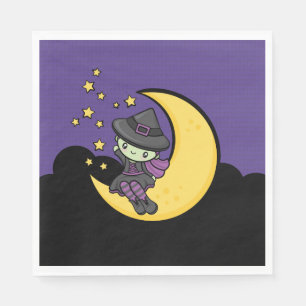 Serviette En Papier Sorcière d'Halloween aimablement mignonne