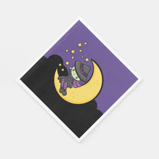 Serviette En Papier Sorcière d'Halloween aimablement mignonne (Coin)