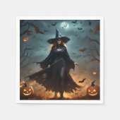 Serviette En Papier Sorcière d'Halloween effrayante, (Devant)