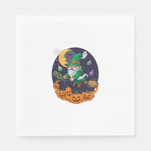 Serviette En Papier Sorcière d'Halloween Gnome Balai Citrouilles Lune