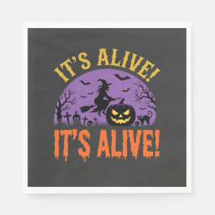 Serviette En Papier Sorcière d'Halloween Jack O Lanterne C'est Vivant