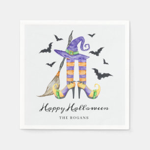 Serviette En Papier Sorcière d'Halloween jambes et chapeau
