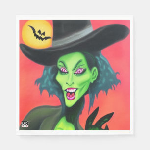 Serviette En Papier Sorcière d'Halloween lunaire